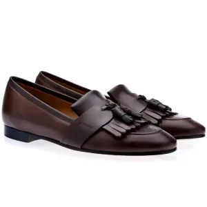 SUPERGLAMOUROUS Romeo Toledo Men's Shoes Cocoa Calf-Skin Leather Tassels Loafers (SPGM1052)