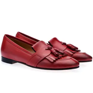 SUPERGLAMOUROUS Romeo Toledo Men's Shoes Marsala Calf-Skin Leather Tassels Loafers (SPGM1053)