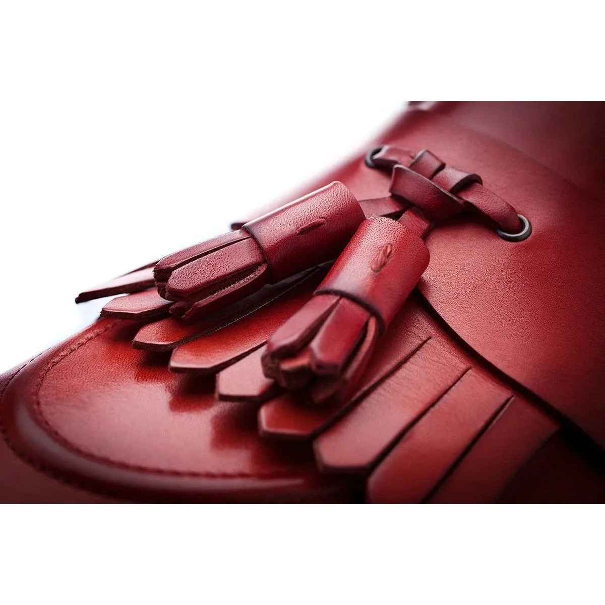 SUPERGLAMOUROUS Romeo Toledo Men's Shoes Marsala Calf-Skin Leather Tassels Loafers (SPGM1053)