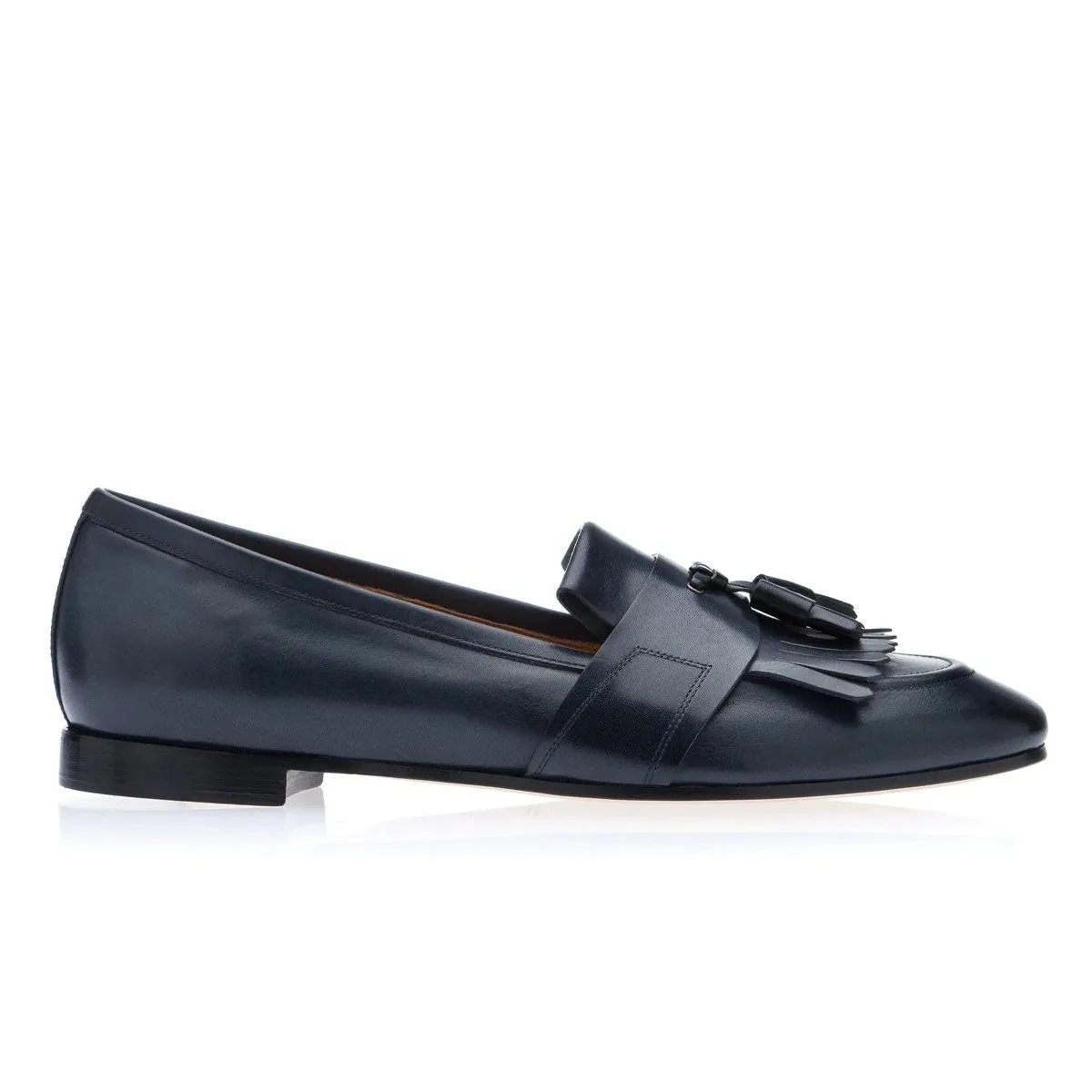 SUPERGLAMOUROUS Romeo Toledo Men's Shoes Navy Calf-Skin Leather Tassels Loafers (SPGM1053)