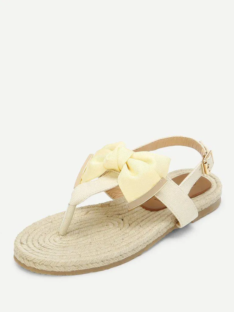 Toe Post Bow Decor Espadrille Sandals