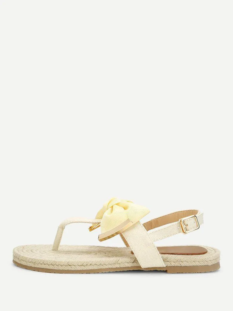 Toe Post Bow Decor Espadrille Sandals