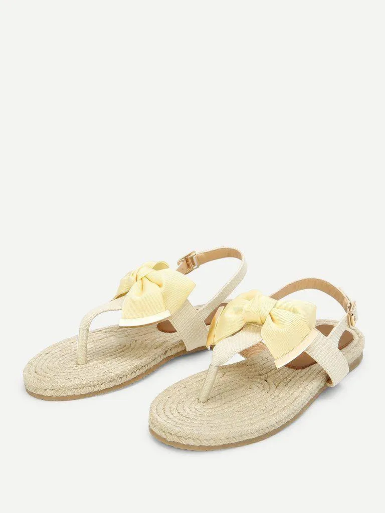 Toe Post Bow Decor Espadrille Sandals