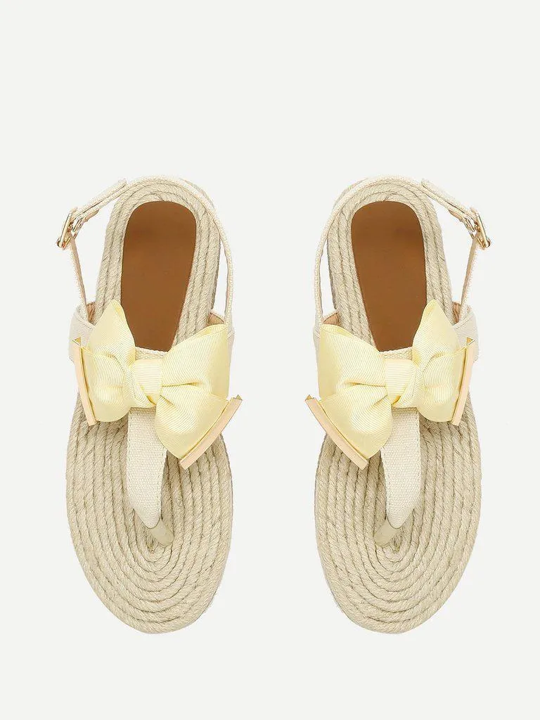 Toe Post Bow Decor Espadrille Sandals