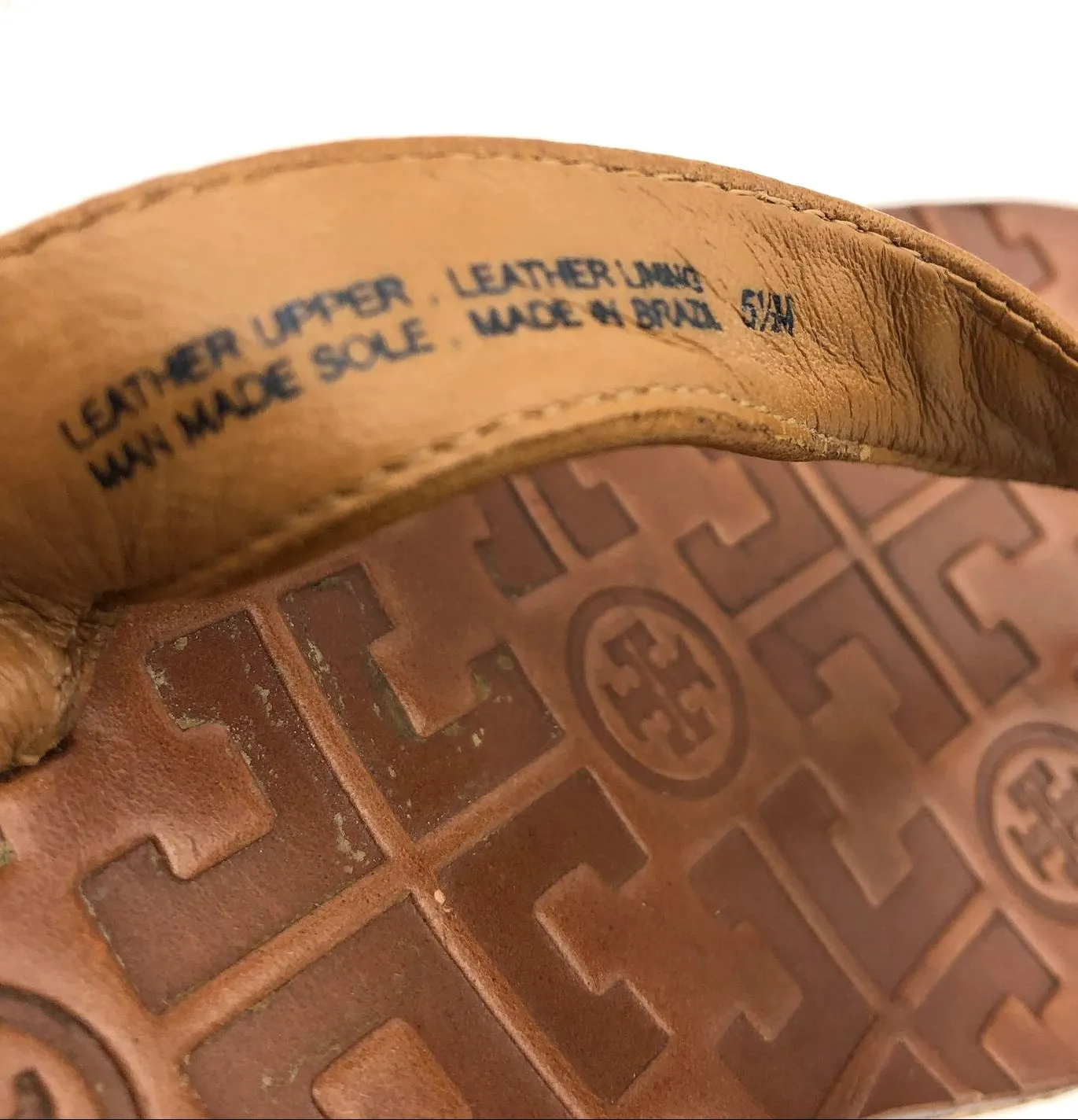 Tory Burch Women's Brown Leather Cork Wedge Flip Flop Sandals - Size 5.5 ( COA)