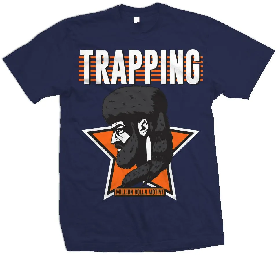 Trapping Star - Orange on Navy T-Shirt