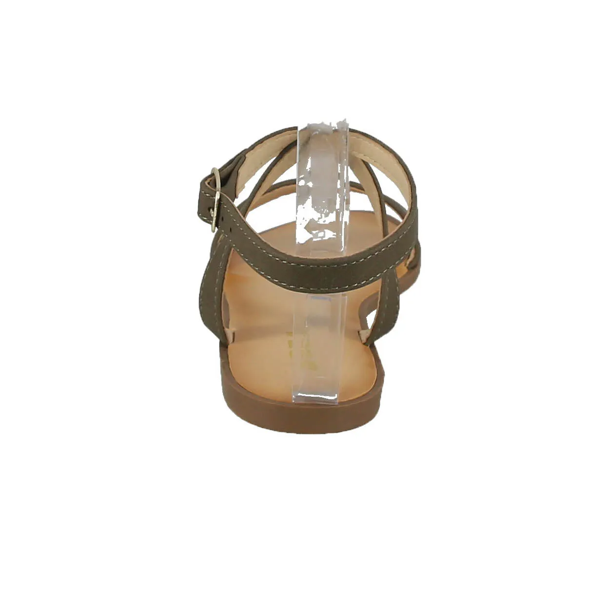 WOMAN'S SHOES LIGHT OLIVE SUEDE SANDALS RELIEF