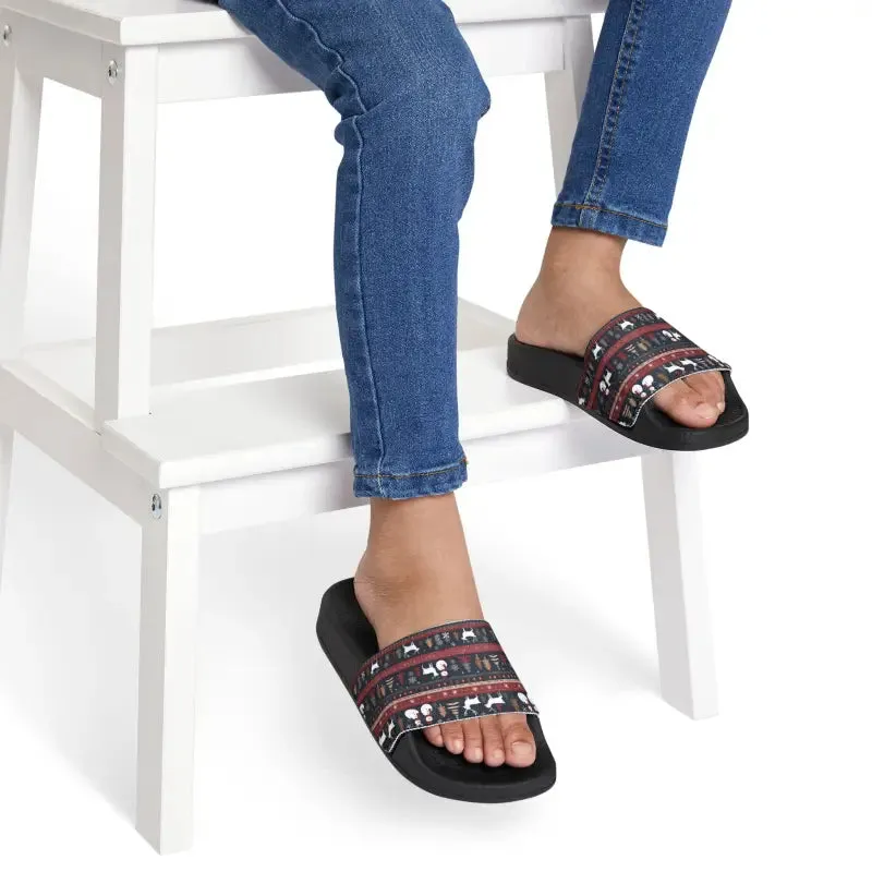 Youth Pu Slide Sandals for Christmas Fun